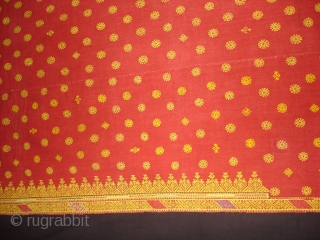 Double Sided Embroidery(Cotton on cotton)Woman's Odhani From Nagour District Of Rajasthan.India.It's size is 142cmX240cm.Condition is Good(DSC02034 New).                