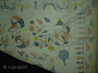 Kantha cotton Plain weave with cotton embroidered Kantha Probably From Murshidabad District,West Bengal(India)region.India.C.1900.Its size is 73cmX92cm(DSC00342 New).                