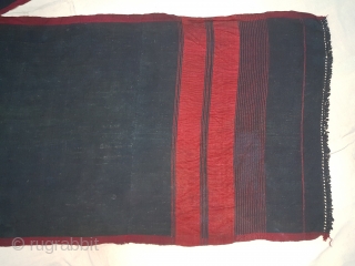 Special Waziri Turban for Man From Waziristan, Pakistan.Natural Dye with Woven Cotton and silk ends,with silk end borders.Its size is 58cmX313cm. Early 20th Century.Good Condition(DSC01734 New).       