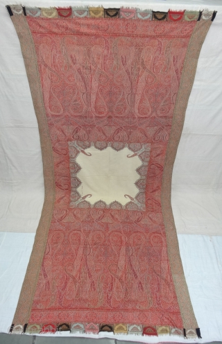 Sikh Period Jamawar Long Shawl From Kashmir, India.C.1830-1860.Its Size is 133cmx302cm. Its condition is good(DSC04361 New).                 