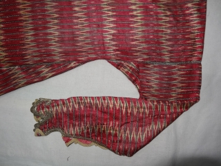 Ikat Mashru costume From Deccan, India. This Mashru weaving done in Deccan,Probably Hyderabad South India, Its Silk And Cotton Ikat with Stripes.Its size is L-62cm,W55cm,S-14cmX48cm(DSC04465 New).       