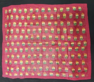 Amru Fregamnet From Deccan, India. This Amru weaving done in Deccan, Probably Hyderabad South India,Dated 1835. Its Silk with floral butis. Amru is a fabric made of silk. Its size is 65cmX80cm(20200127_174241). 