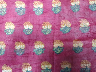 Amru Fregamnet From Deccan, India. This Amru weaving done in Deccan, Probably Hyderabad South India,Dated 1835. Its Silk with floral butis. Amru is a fabric made of silk. Its size is 65cmX80cm(20200127_174241). 