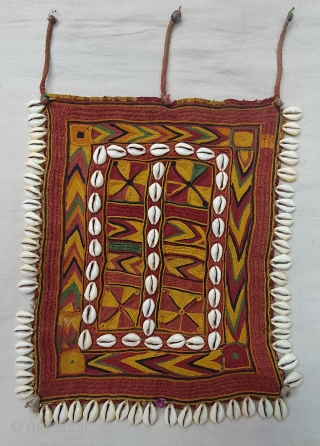 Rare Ceremonial Banjara Gala From Karnataka,South India. India.Embroidered on cotton. Gala is traditionally used by women to carry pots on their heads.C.1900.Its size is 25cmX30cm(20200202_150415).        