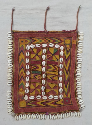 Rare Ceremonial Banjara Gala From Karnataka,South India. India.Embroidered on cotton. Gala is traditionally used by women to carry pots on their heads.C.1900.Its size is 25cmX30cm(20200202_150415).        