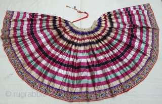 Rare Lahariya Pattern Mashru Mochi Embroidery Ghaghra (Skirt) From Kutch Gujarat-India. India. C.1850.
Its size is 93cmX795cm

Silk, Embroidered with Silk thread, This Mashru weaving done in Mandvi-Kutch-Gujarat ,Its Silk And Silk Lahariya Pattern which is one  ...