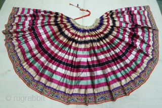 Rare Lahariya Pattern Mashru Mochi Embroidery Ghaghra (Skirt) From Kutch Gujarat-India. India. C.1850.
Its size is 93cmX795cm

Silk, Embroidered with Silk thread, This Mashru weaving done in Mandvi-Kutch-Gujarat ,Its Silk And Silk Lahariya Pattern which is one  ...