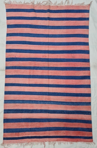 Blue-Red striped Jail Dhurrie (Cotton) From Bikaner ,Rajasthan , India. India.
Its size is 115X185cm (20210206_142221).                  