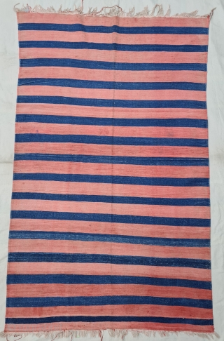 Blue-Red striped Jail Dhurrie (Cotton) From Bikaner ,Rajasthan , India. India.
Its size is 115X185cm (20210206_142221).                  