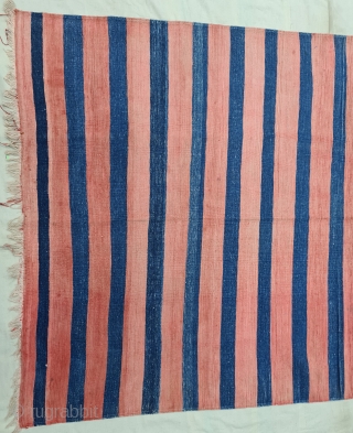 Blue-Red striped Jail Dhurrie (Cotton) From Bikaner ,Rajasthan , India. India.
Its size is 115X185cm (20210206_142221).                  