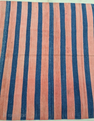 Blue-Red striped Jail Dhurrie (Cotton) From Bikaner ,Rajasthan , India. India.
Its size is 115X185cm (20210206_142221).                  