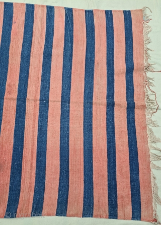 Blue-Red striped Jail Dhurrie (Cotton) From Bikaner ,Rajasthan , India. India.
Its size is 115X185cm (20210206_142221).                  