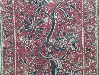 Palampore  Chintz Kalamkari Hand-Drawn Mordant- And Resist-Dyed Cotton,From Coromandel Coast South India. India.  

C.1725-1750.

Exported to the South-East Asian Market. 

Its size is 102cmX152cm(20220202_155848).        