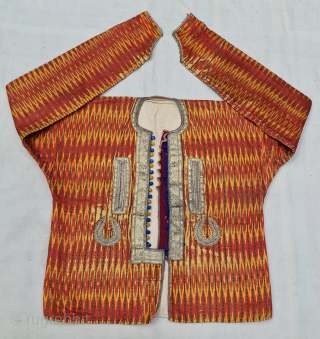 An very Rare Ikat Mashru Jacket (costume), With Gold and Metal Thread Embroidery.Lined with Cotton,
This Mashru weaving was done in the Deccan Region,Probably Hyderabad South India, 

Traded to the Anatolian Market.
Its Silk  ...