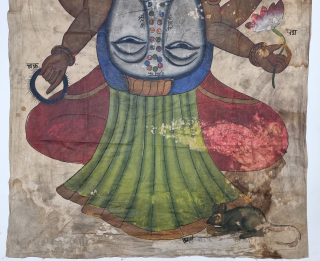 Tantrik or Cosmology Painting of Ganesh  From Rajasthan India. Hand Painted on the Cotton.
The drawing is not just a painting for the sake of art. 

C.1900 - 1930.

Its size is 110cmX166cm  ...