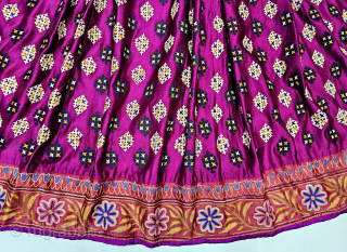 An very Rare Mochi Bharat And Silk Embroidery With Ghaghra Skirt ,

From Kutch Region Of Gujarat, North-West India,

Its very Fine Satin Silk Embroidered with Needle Chain Stich Design With Fine Mochi Bharat  ...