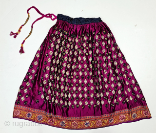 An very Rare Mochi Bharat And Silk Embroidery With Ghaghra Skirt ,

From Kutch Region Of Gujarat, North-West India,

Its very Fine Satin Silk Embroidered with Needle Chain Stich Design With Fine Mochi Bharat  ...