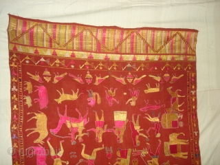 Sainchi Phulkari From East (India) Punjab Region Of India. Handspun, hand-woven plain weave (khaddar) with silk and cotton embroidery.Showing the Folk Art Culture of Punjab.Its size is 124cmX234cm(DSC07124 New).    