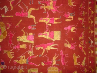 Sainchi Phulkari From East (India) Punjab Region Of India. Handspun, hand-woven plain weave (khaddar) with silk and cotton embroidery.Showing the Folk Art Culture of Punjab.Its size is 124cmX234cm(DSC07124 New).    