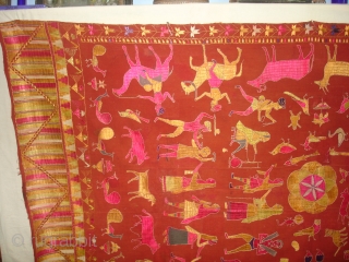 Sainchi Phulkari From East (India) Punjab Region Of India. Handspun, hand-woven plain weave (khaddar) with silk and cotton embroidery.Showing the Folk Art Culture of Punjab.Its size is 124cmX234cm(DSC07124 New).    