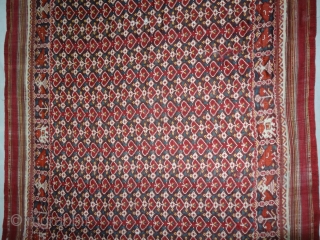 Patola Dupatta,Silk Double Ikat. Probably Patan Gujarat.India.This Patola Uses one of the most Rarely found designs.That of the Pipal leaf,known as Pan Bhat. This Rarely repeating pattern is combined with borders of  ...