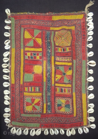 Rare Ceremonial Banjara Gala From Karnataka,South India. India.Embroidered on cotton. Gala is traditionally used by women to carry pots on their heads.C.1900.Its size is 23cmX33cm(DSC04595 New).       