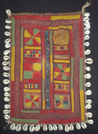 Rare Ceremonial Banjara Gala From Karnataka,South India. India.Embroidered on cotton. Gala is traditionally used by women to carry pots on their heads.C.1900.Its size is 23cmX33cm(DSC04595 New).       