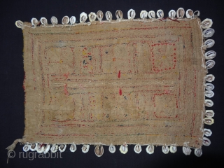 Rare Ceremonial Banjara Gala From Karnataka,South India. India.Embroidered on cotton. Gala is traditionally used by women to carry pots on their heads.C.1900.Its size is 23cmX33cm(DSC04595 New).       