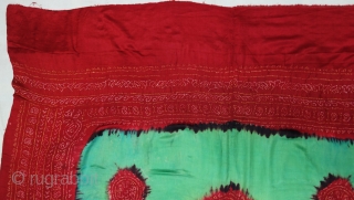 Ceremonial Tie and Dye Odhani known as Kumbhi,Tie and Dye Work on the Gajji-Silk From Kutch Region of Gujarat, India. c.1900. Its size is 155cmX160cm. This were Traditionally used mainly by Muslim  ...