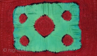 Ceremonial Tie and Dye Odhani known as Kumbhi,Tie and Dye Work on the Gajji-Silk From Kutch Region of Gujarat, India. c.1900. Its size is 155cmX160cm. This were Traditionally used mainly by Muslim  ...