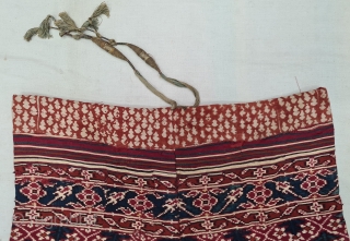 Ejar (Trouser) Silk Double Ikat,Probably Patan Gujarat. India.This Patola Design Ejar known as Tran-Phul-Bhat (there flowers design) Design. C.1825-1850. Its size is W-115cm, L-103cm (20210211_145239).        