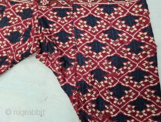 Ejar (Trouser) Silk Double Ikat,Probably Patan Gujarat. India.This Patola Design Ejar known as Tran-Phul-Bhat (there flowers design) Design. C.1825-1850. Its size is W-115cm, L-103cm (20210211_145239).        