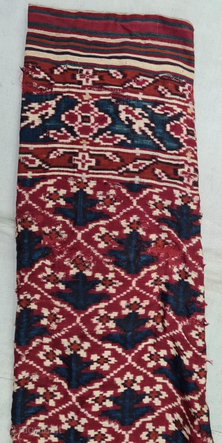 Ejar (Trouser) Silk Double Ikat,Probably Patan Gujarat. India.This Patola Design Ejar known as Tran-Phul-Bhat (there flowers design) Design. C.1825-1850. Its size is W-115cm, L-103cm (20210211_145239).        