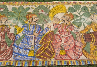 Pabuji Ki Phad Hand Drawn Scroll Panting Opaque Vegetable colors on Cotton From Rajasthan India.India. They were painted in bhilwara n shahpur districts of Rajasthan and legends of Dev Narayan and pabuji  ...