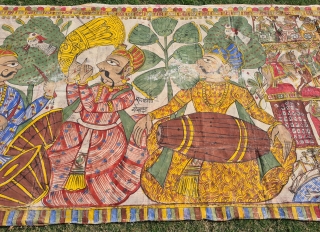 Pabuji Ki Phad Hand Drawn Scroll Panting Opaque Vegetable colors on Cotton From Rajasthan India.India. They were painted in bhilwara n shahpur districts of Rajasthan and legends of Dev Narayan and pabuji  ...