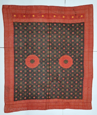 An Very Rare Ceremonial Tie and Dye Odhani (Dupatta). Tie and Dye Work on the Muslin Cotton with natural Dyes. From the Jamnagar  Region of Gujarat, India.  
C.1875-1900. 
Its size is 155cmX180cm (20230209_172447).   