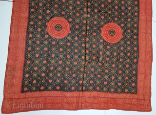 An Very Rare Ceremonial Tie and Dye Odhani (Dupatta). Tie and Dye Work on the Muslin Cotton with natural Dyes. From the Jamnagar  Region of Gujarat, India.  
C.1875-1900. 
Its size is 155cmX180cm (20230209_172447).   