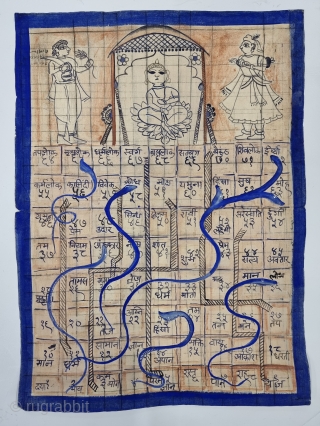 Moksha Path or Gyan Chauper  is a dice game derived from chaupar from ancient India, Its Hand painted on the Paper .popularly known as Snakes and Ladders.
Gyan chaupar (the game of knowledge) is an ancient board game of the Indian  ...