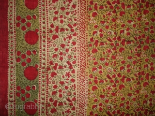 Early Block Print(Cotton Khadi)From Rajasthan,India.Its size is 100cmx155cm(DSC08458 New).                        
