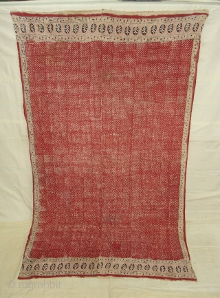 Early Block Print(Cotton Khadi)From Gujarat,India.Its size is 130cm x 225cm(DSC08470 New).                      