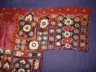 Embroidered Blouse-Front(Gaj)From Nindo Shehr,Sindh Provision of Pakistan. India.Green silk lined with cotton,silk embroidery with mirrors(DSC04140 New).                 