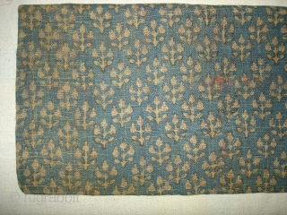 Sutra Book Cover,Khadi Cotton On Indigo base colour with flower design,From Rajasthan. India.Circa 1900.Its size is 16cmx28cm(DSC04370 New).               