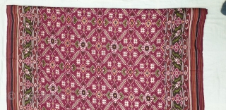 Patola Sari Silk Double ikat.Probably Patan Gujarat. India. this Patola sari has the type of geometric,non figurative pattern particularly favored by the ismaili Muslim merchant community of the Vohras.And its called Vohra-Gaji-Bhat.(Vohra  ...