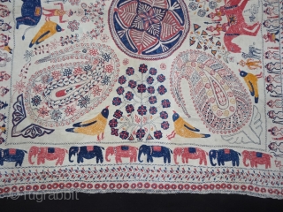 Rare Kantha Embroidered cotton Kantha Probably From Jessore District, East Bengal(Bangladesh)region. India.C.1900. Its size is 95cmX95cm(DSC04672).                 
