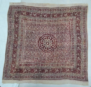 Block-Print Wall Decoration (Cotton), Probably From Sidhpur Patan, Gujarat Region of western India. India.C.1900.Its size is 125cmX125cm(20200213_142636).                