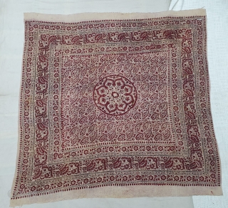 Block-Print Wall Decoration (Cotton), Probably From Sidhpur Patan, Gujarat Region of western India. India.C.1900.Its size is 125cmX125cm(20200213_142636).                