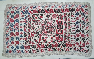 Kantha Quilted and embroidered cotton kantha Probably From East Bengal(Bangladesh) region, India.C.1900. Its size is 110cmX180cm. Very Good Condition(20200213_143915).
              