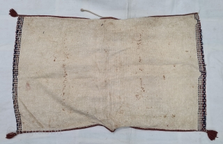 Donkey Saddle bag,A bound weaving of thick Hand Woven cotton with Natural Dyes.Having the Raw of Human Figures motif.
Used as a salt sack,
From Saurashtra, Gujarat, India.
C.1875-1900.
Its size is 75cmX120cm(20220215_162334).     