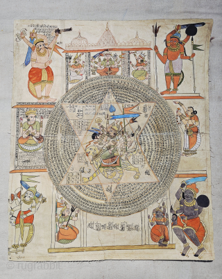 Tantric Path / Devi Path Painting – Gujarat, India (Circa 1875–1900)

An exceptional Tantric (Devi Path) painting from Gujarat, India, densely inscribed with sacred yantras and mantras. These powerful ritual works were traditionally  ...