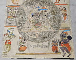 Tantric Path / Devi Path Painting – Gujarat, India (Circa 1875–1900)

An exceptional Tantric (Devi Path) painting from Gujarat, India, densely inscribed with sacred yantras and mantras. These powerful ritual works were traditionally  ...